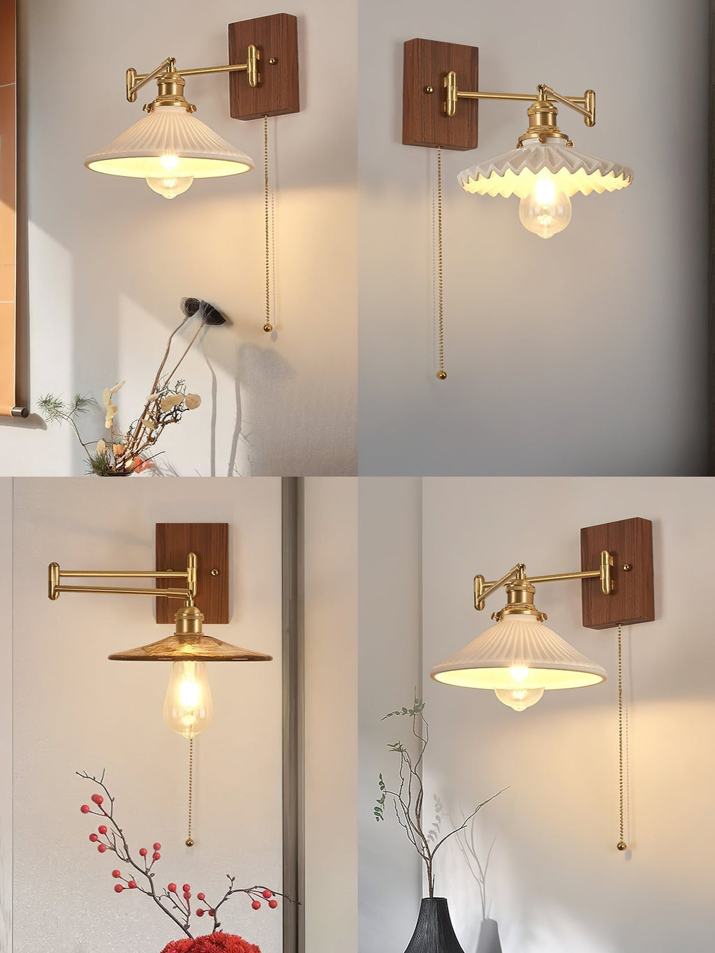 Heritage Walnut Wall Light, Hardwired Wall Sconce, detail 28