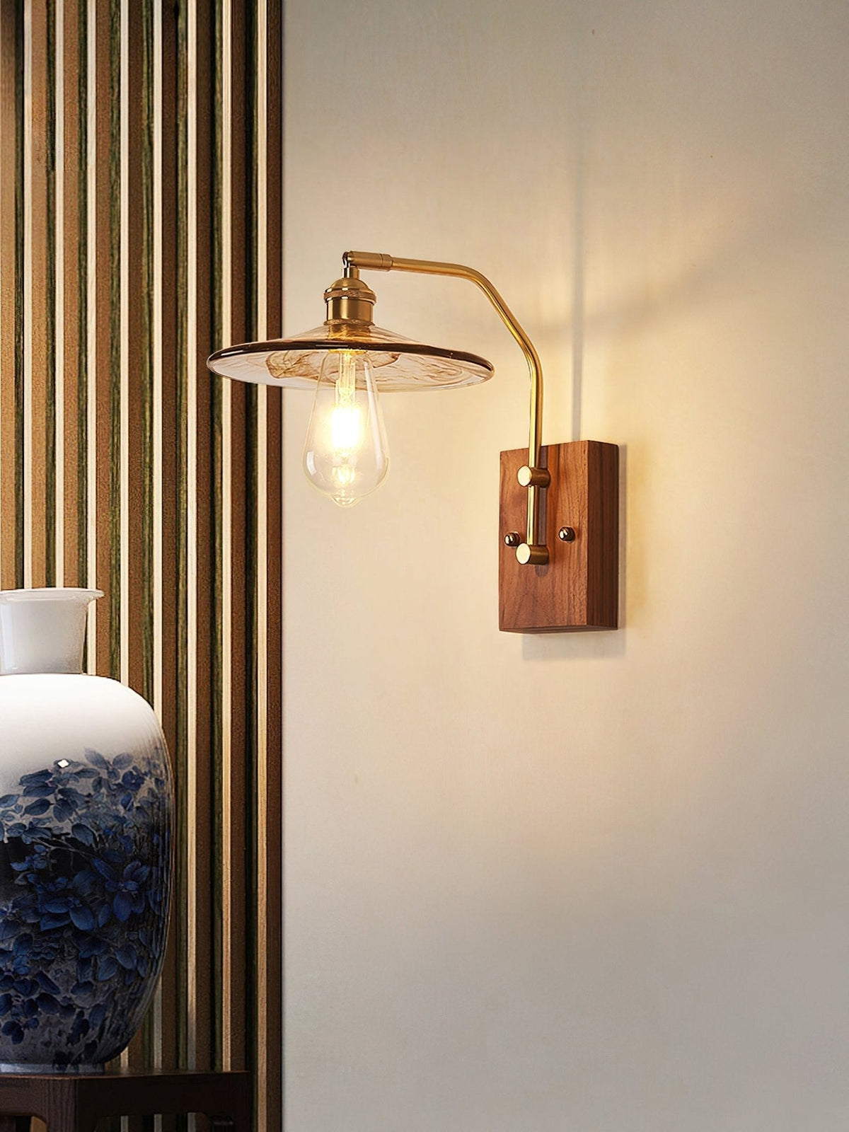 Heritage Walnut Wall Light, Hardwired Wall Sconce, detail 4