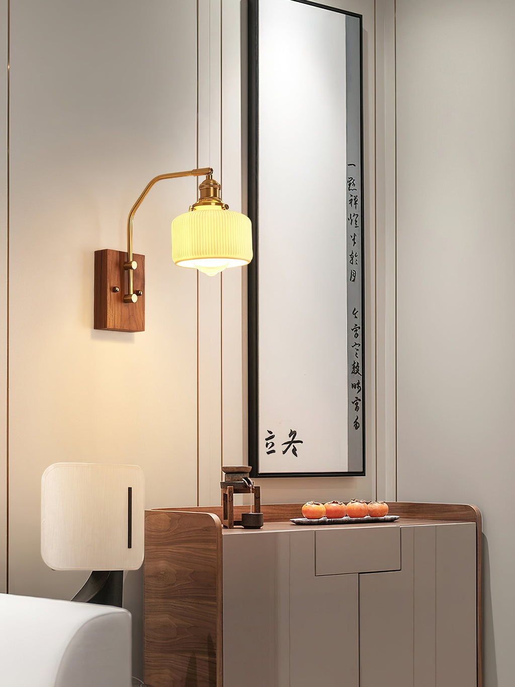 Heritage Walnut Wall Light, Hardwired Wall Sconce, detail 12