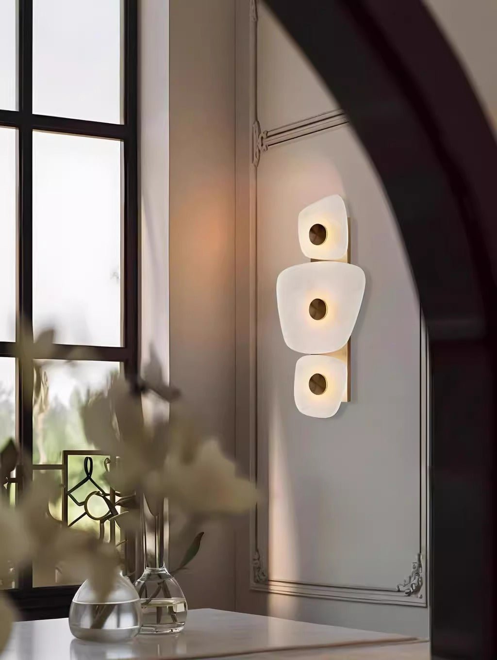Holmdel Alabaster Wall Light, Hardwired Wall Sconce, detail 14