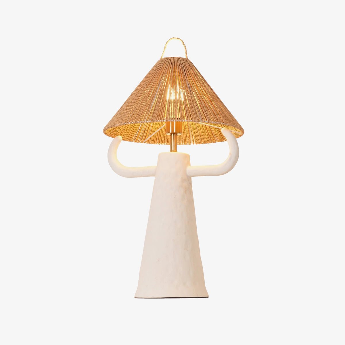 Horns Ceramic Table Light, Bedside Table Lamp, Braided rope, Φ 15.7 x H 27.6