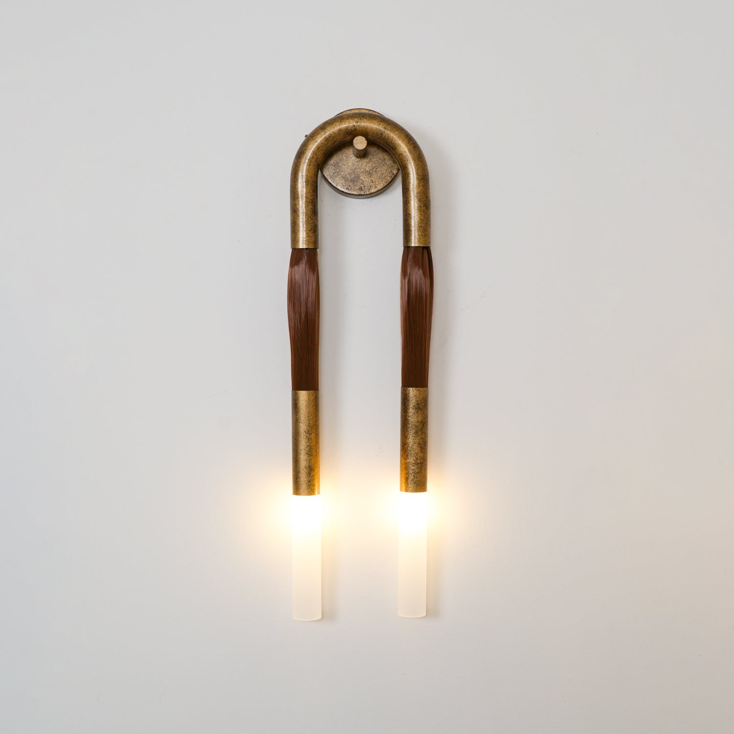 Horsehair Wall Light - ∅ 6.3″ x H 25.6″ Iron, Hardwired Wall Sconce, detail 4