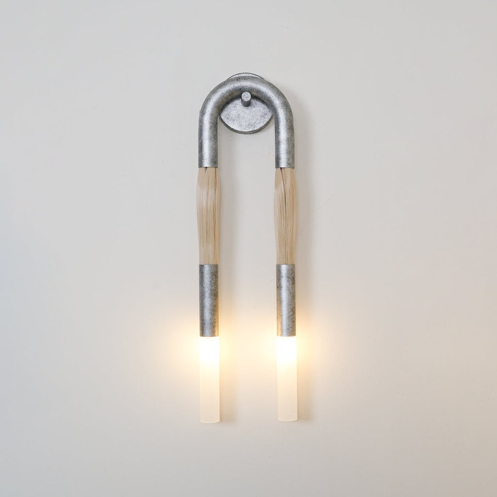 Horsehair Wall Light - ∅ 6.3″ x H 25.6″ Iron, Hardwired Wall Sconce, detail 5