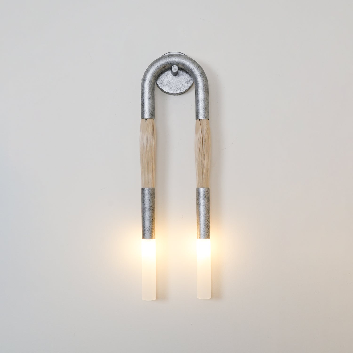 Horsehair Wall Light - ∅ 6.3″ x H 25.6″ Iron, Hardwired Wall Sconce, detail 5