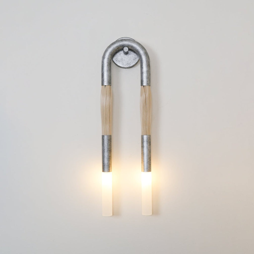 Horsehair Wall Light - Dia 18cm x H 67cm Iron, Hardwired Wall Sconce, detail 21