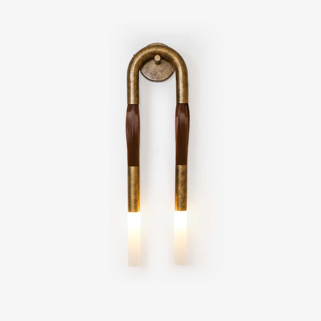 Horsehair Wall Light - Dia 18cm x H 67cm Iron, Hardwired Wall Sconce, detail 2