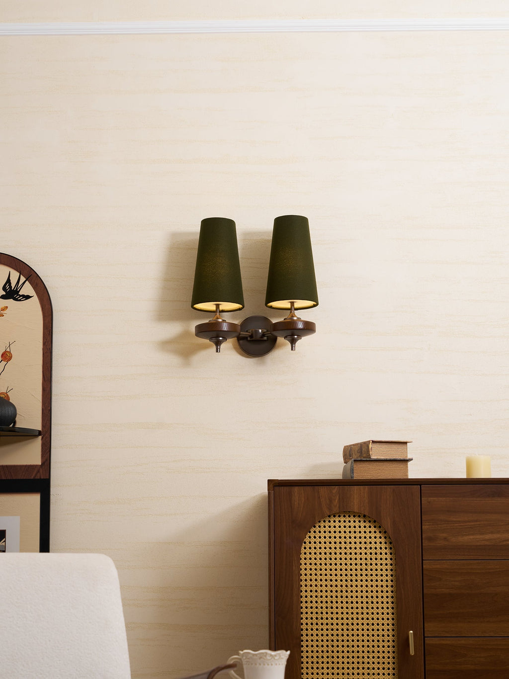 Orlan Twin Shade Wall Light, Hardwired Wall Sconce, detail 9