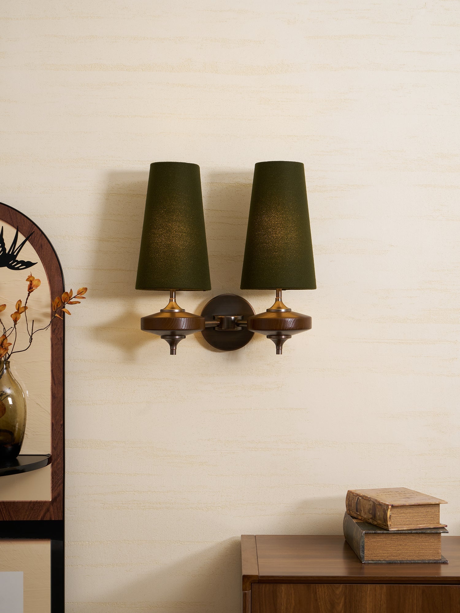 Orlan Twin Shade Wall Light, Hardwired Wall Sconce, detail 2