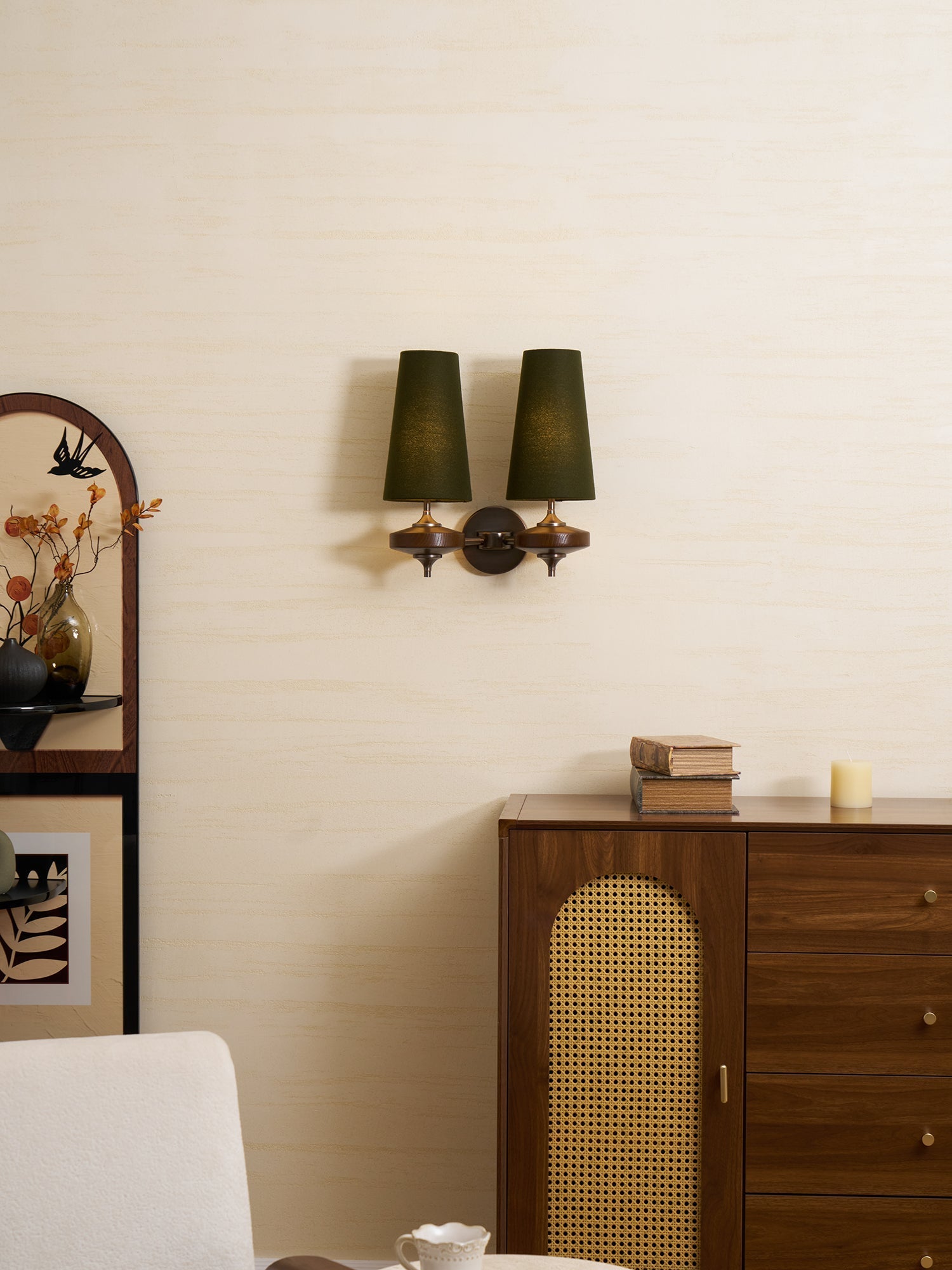 Orlan Twin Shade Wall Light, Hardwired Wall Sconce, detail 8