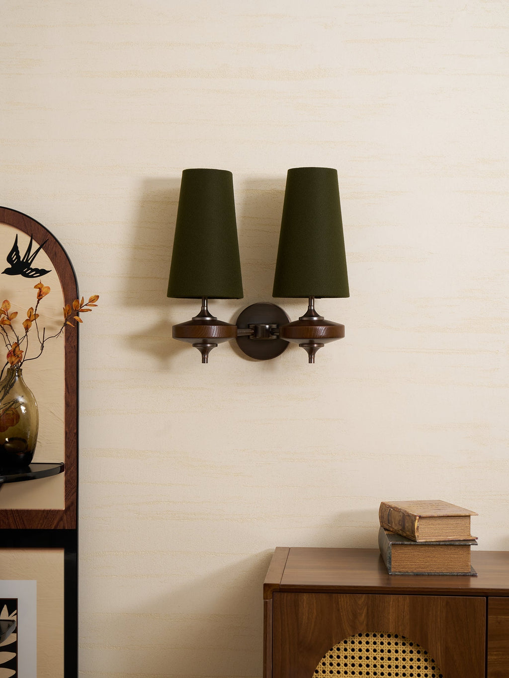 Orlan Twin Shade Wall Light, Hardwired Wall Sconce, detail 6