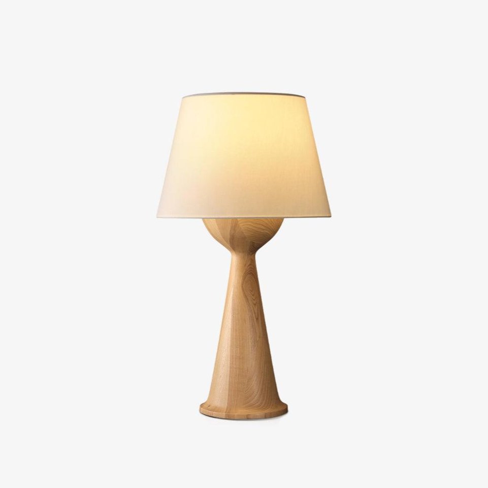 Hourglass Wood Table Light, Bedside Table Lamp, Cloth, ∅ 16.1″ x H 29.1″