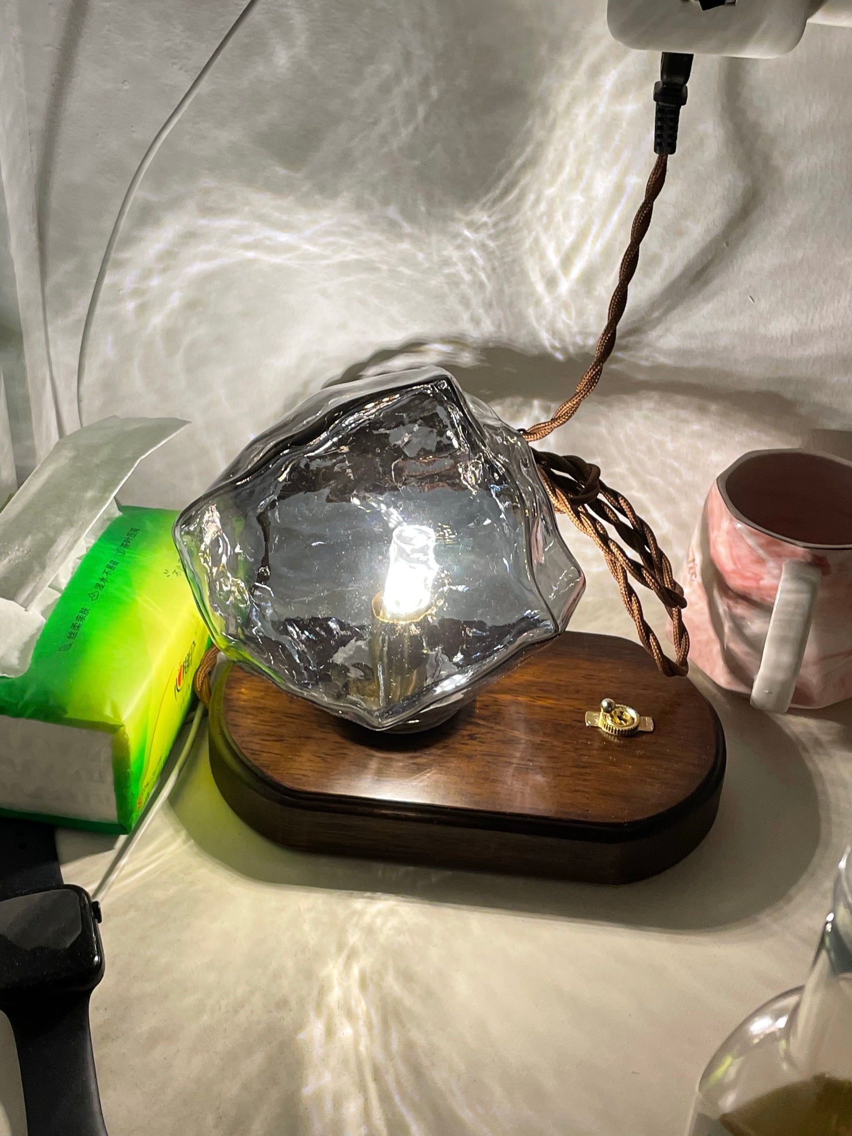 Ice Stone Glass Table Light, Bedside Table Lamp, detail 8