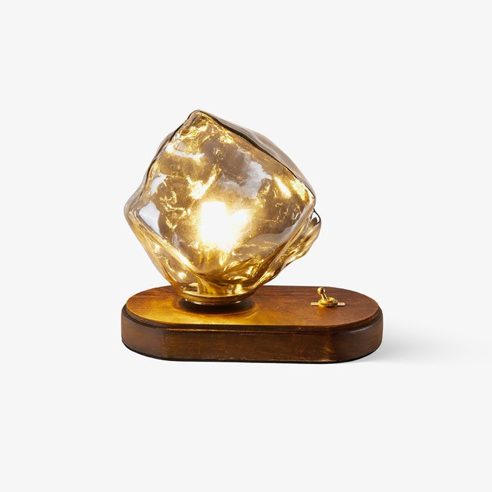 Ice Stone Glass Table Light, Bedside Table Lamp, Metal, L 7.9″ x W 4.7″ x H 5.9″