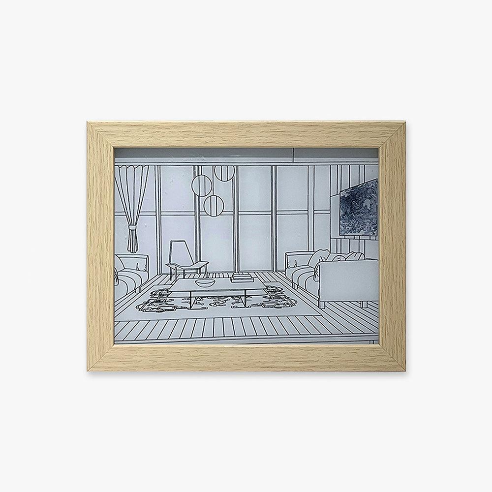 Wood Illuminated Bedside Art Lamp, Bedroom Wall Sconce, L 23cm x H 17cm