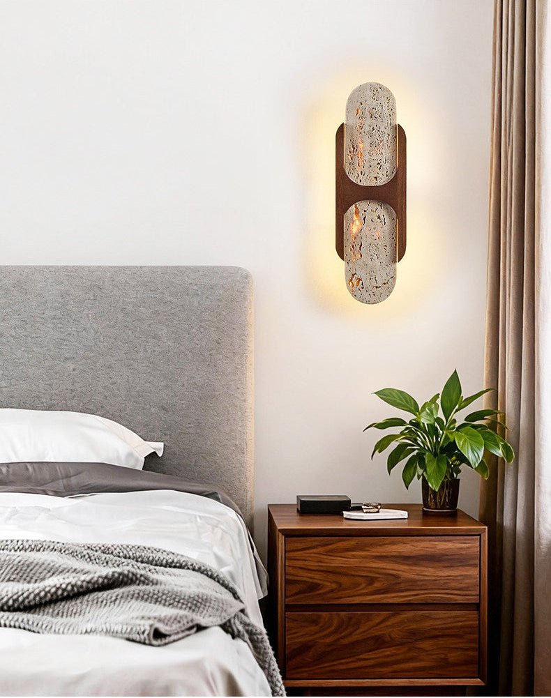 Isla Travertine Wall Light, Hardwired Wall Sconce, detail 7