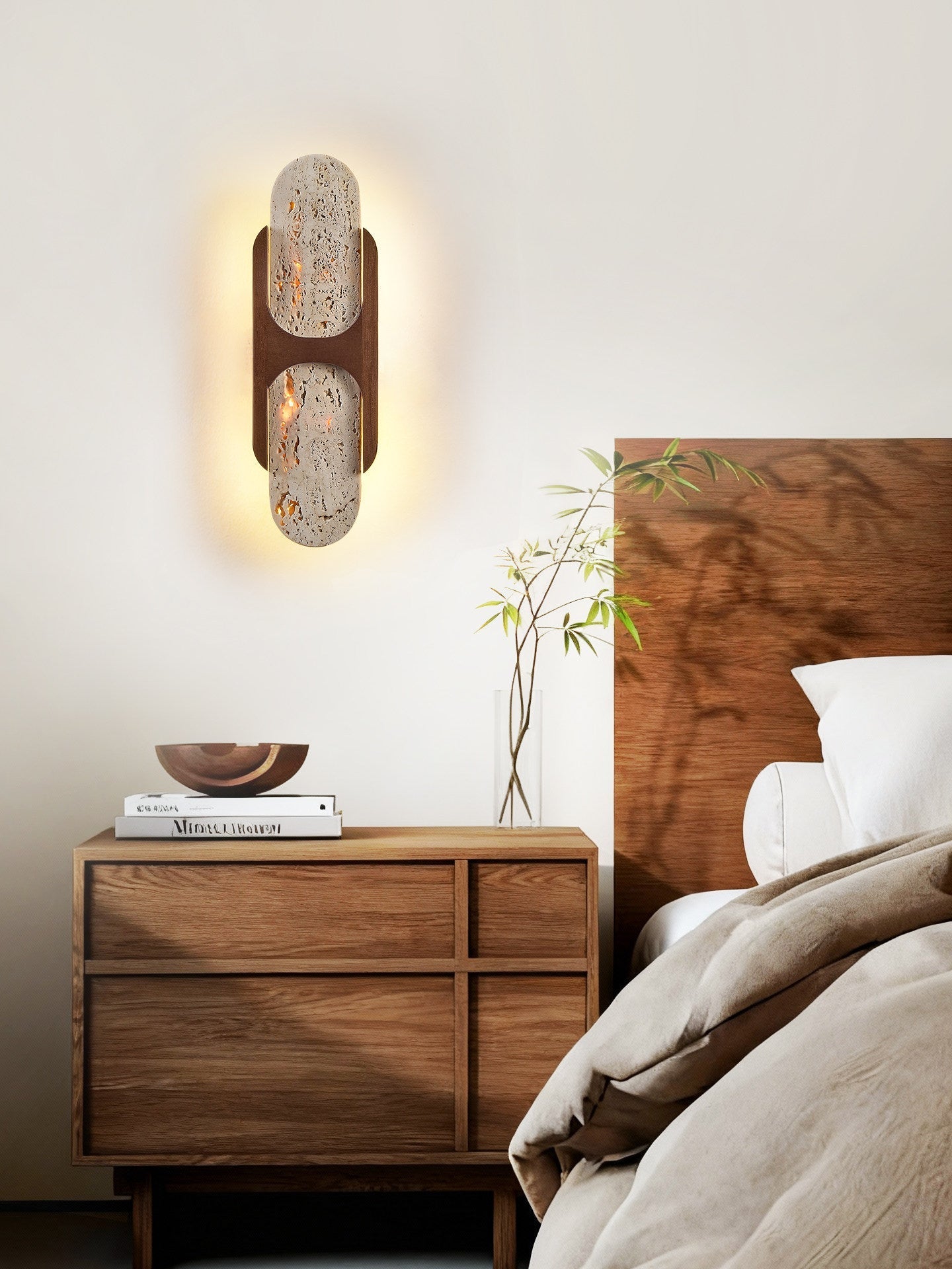 Isla Travertine Wall Light, Hardwired Wall Sconce, detail 3