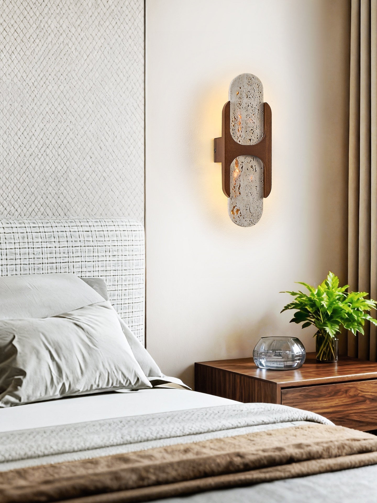 Isla Travertine Wall Light, Hardwired Wall Sconce, detail 2