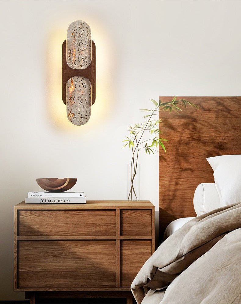 Isla Travertine Wall Light, Hardwired Wall Sconce, detail 6
