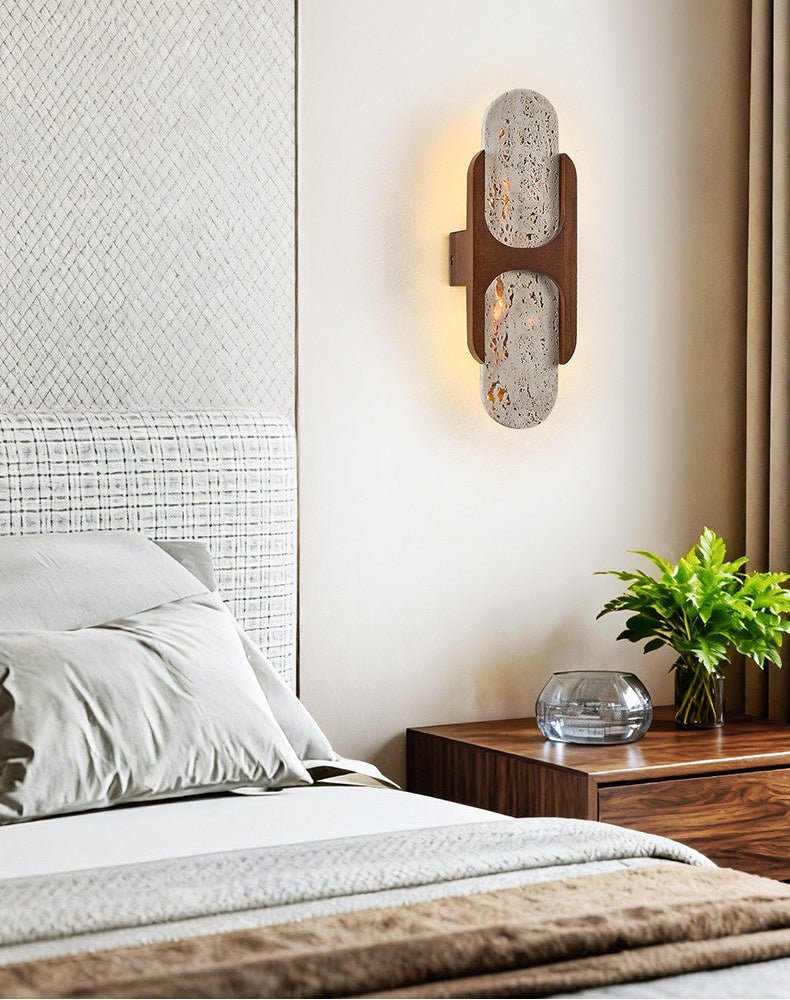 Isla Travertine Wall Light, Hardwired Wall Sconce, detail 8