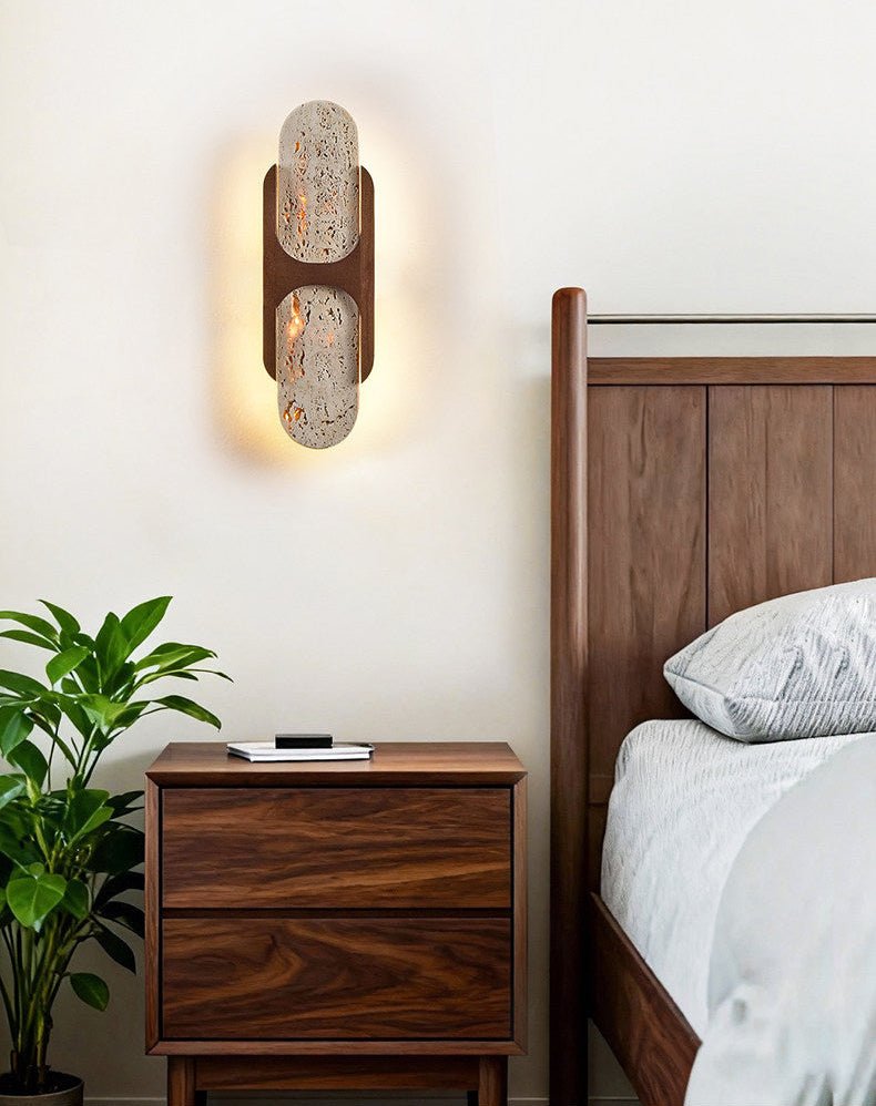 Isla Travertine Wall Light, Hardwired Wall Sconce, detail 13