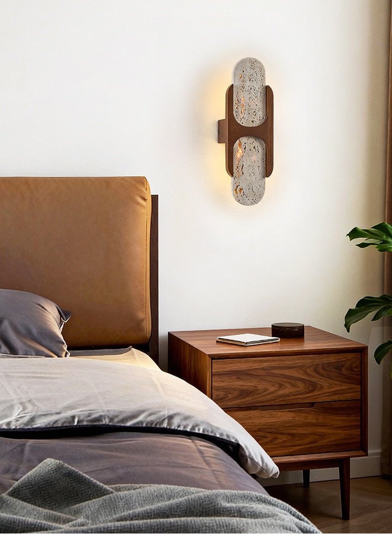 Isla Travertine Wall Light, Hardwired Wall Sconce, detail 14