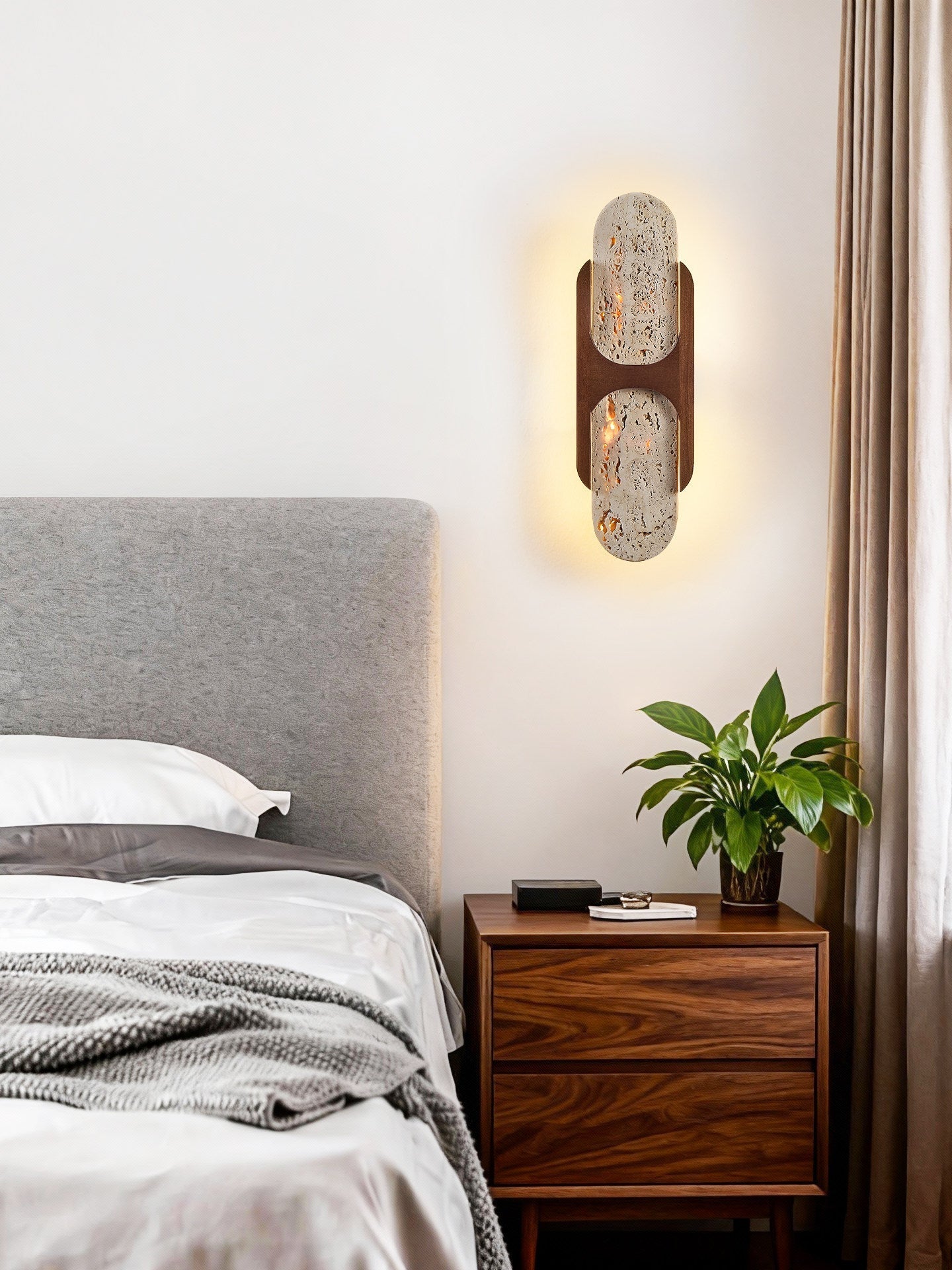 Isla Travertine Wall Light, Hardwired Wall Sconce, detail 15