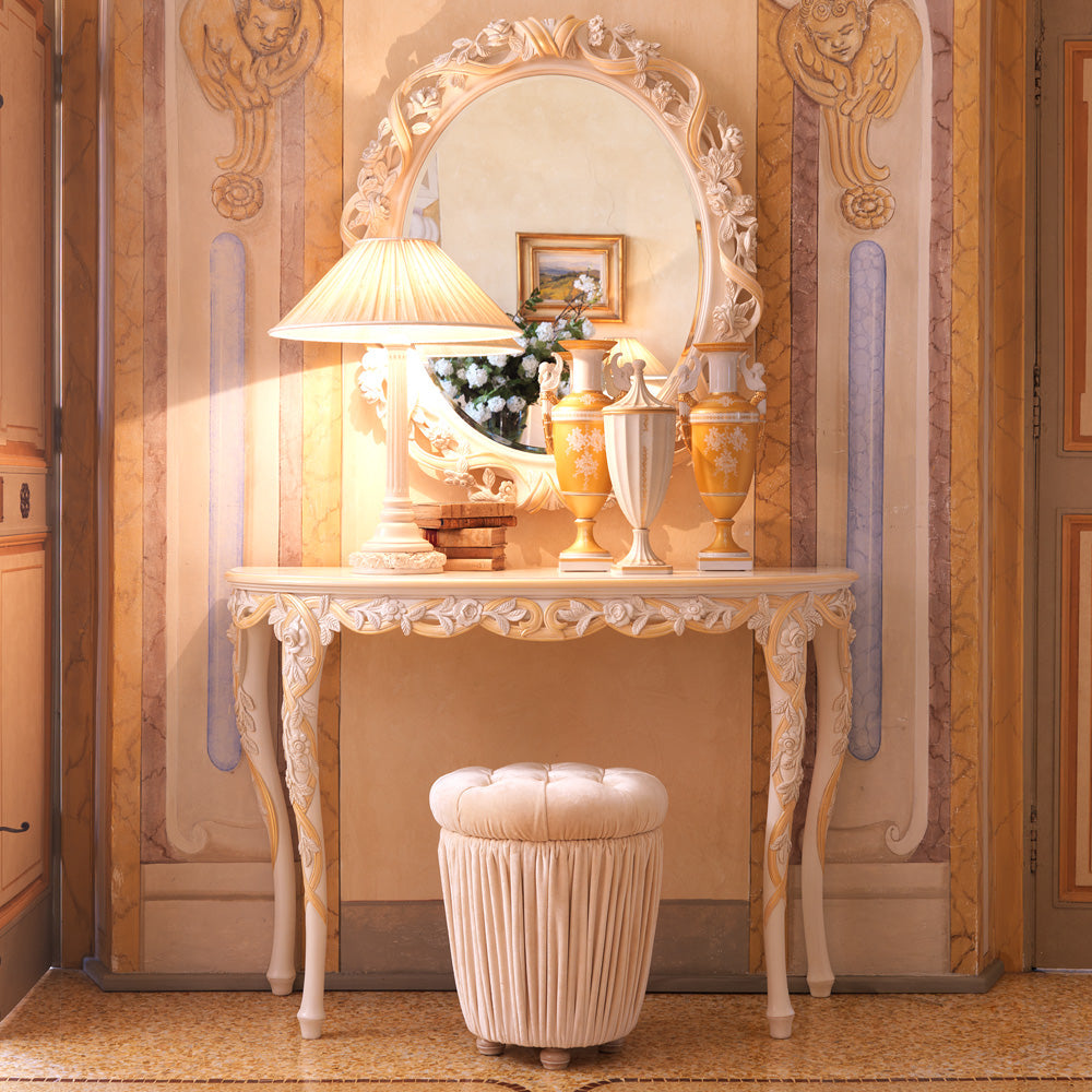Ornate Rose Design Italian Table Light, Bedside Table Lamp, detail 3