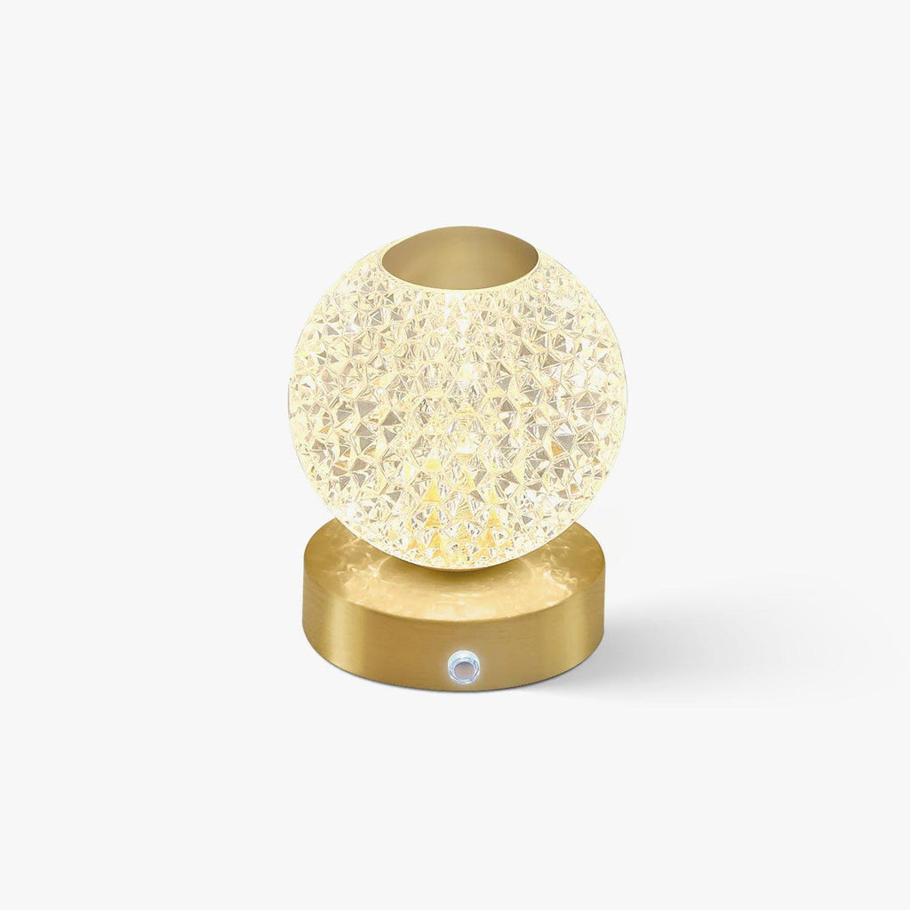 Jarin Diamond Built-in Battery Table Light, Bedside Table Lamp, Brass, ∅ 4.3″ x H 5.9″