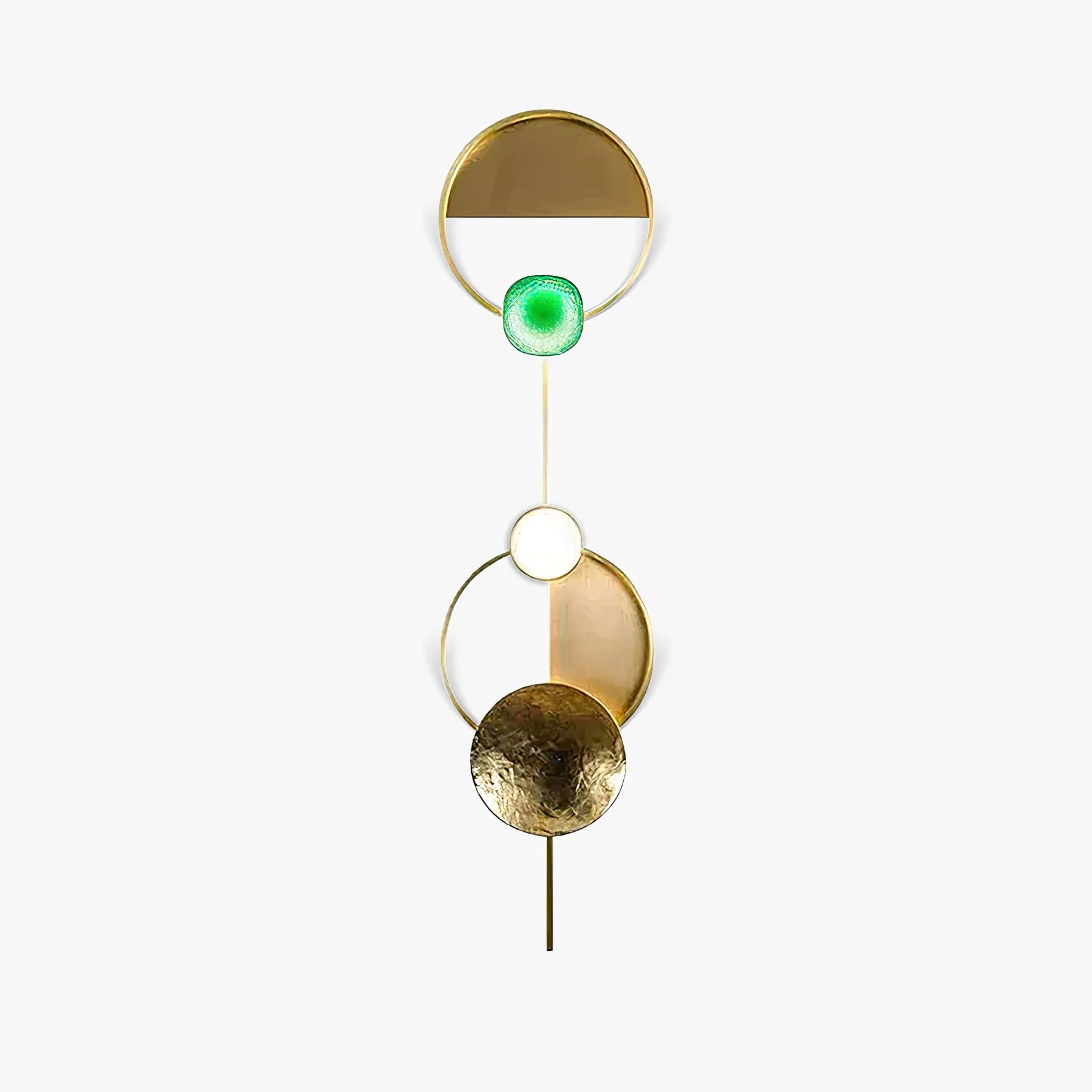 Gemstone Wall Light, Hardwired Wall Sconce, Brass, W 16.5 x H 17.7