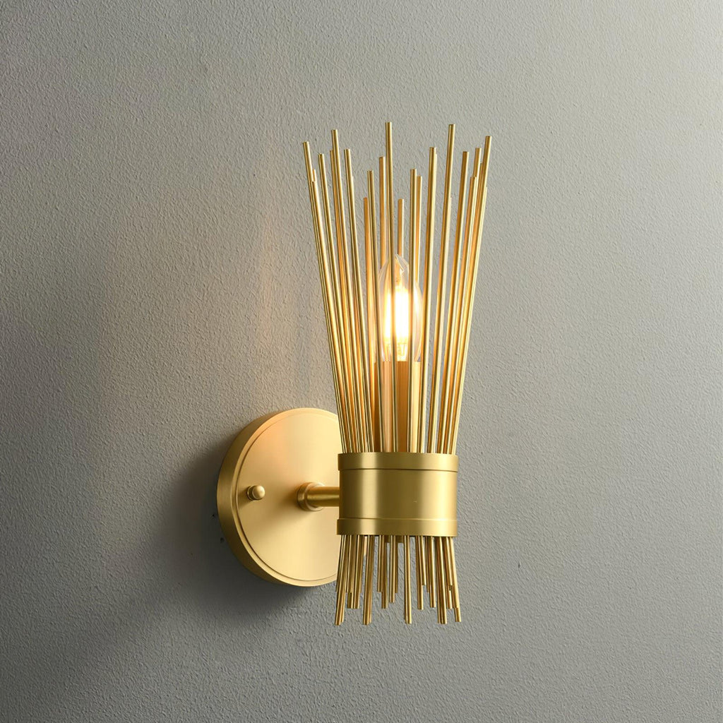 Jovenko Candle Wall Light, Bedroom Wall Sconce, Brass, Dia 10cm x H 29.5cm