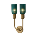 Verde 2-Light Wall Light, Bedroom Wall Sconce, Brass, Width 10"x Height 15" x Depth