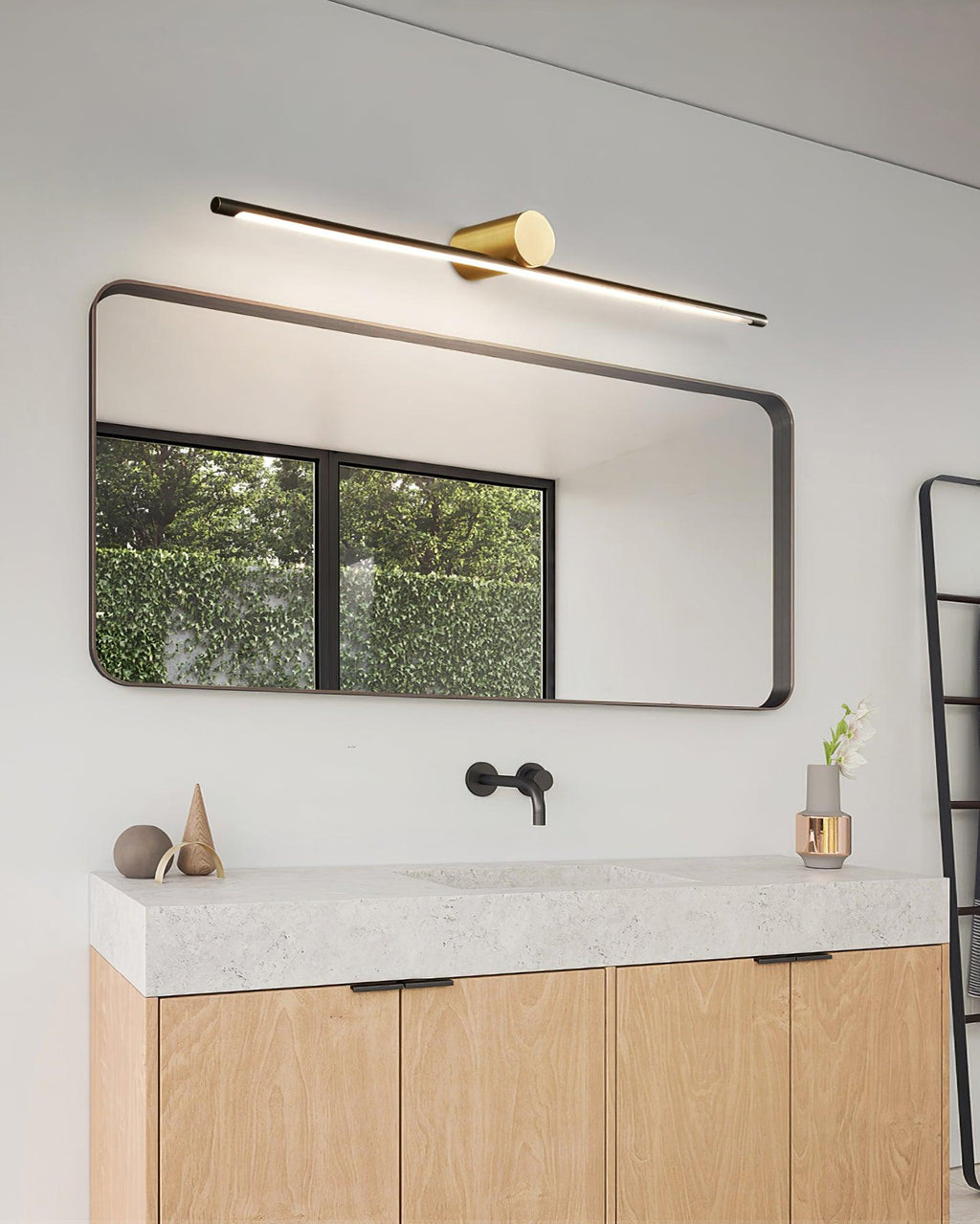 Koge Sleek Design Black LED Wall Light, Bathroom Wall Sconce, detail 14