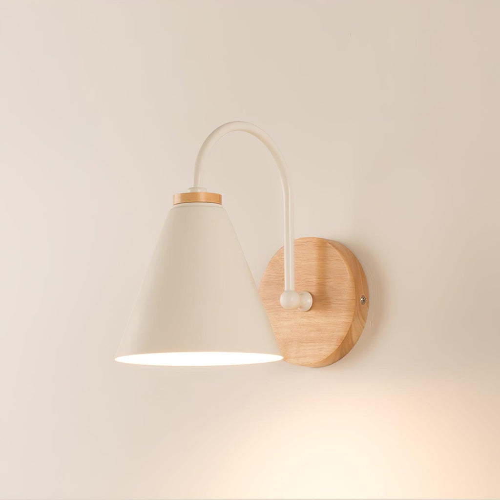 Kona Nordic Wall Light, Bedroom Wall Sconce, Wooden, Dia 15cm x H 24cm