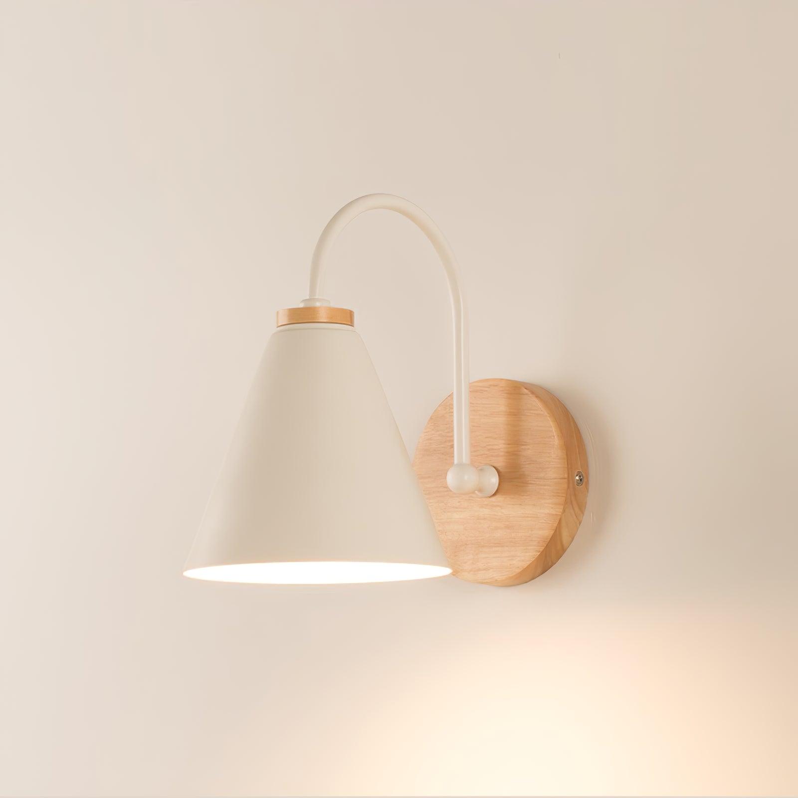 Kona Nordic Wall Light, Bedroom Wall Sconce, Wooden, Dia 15cm x H 24cm
