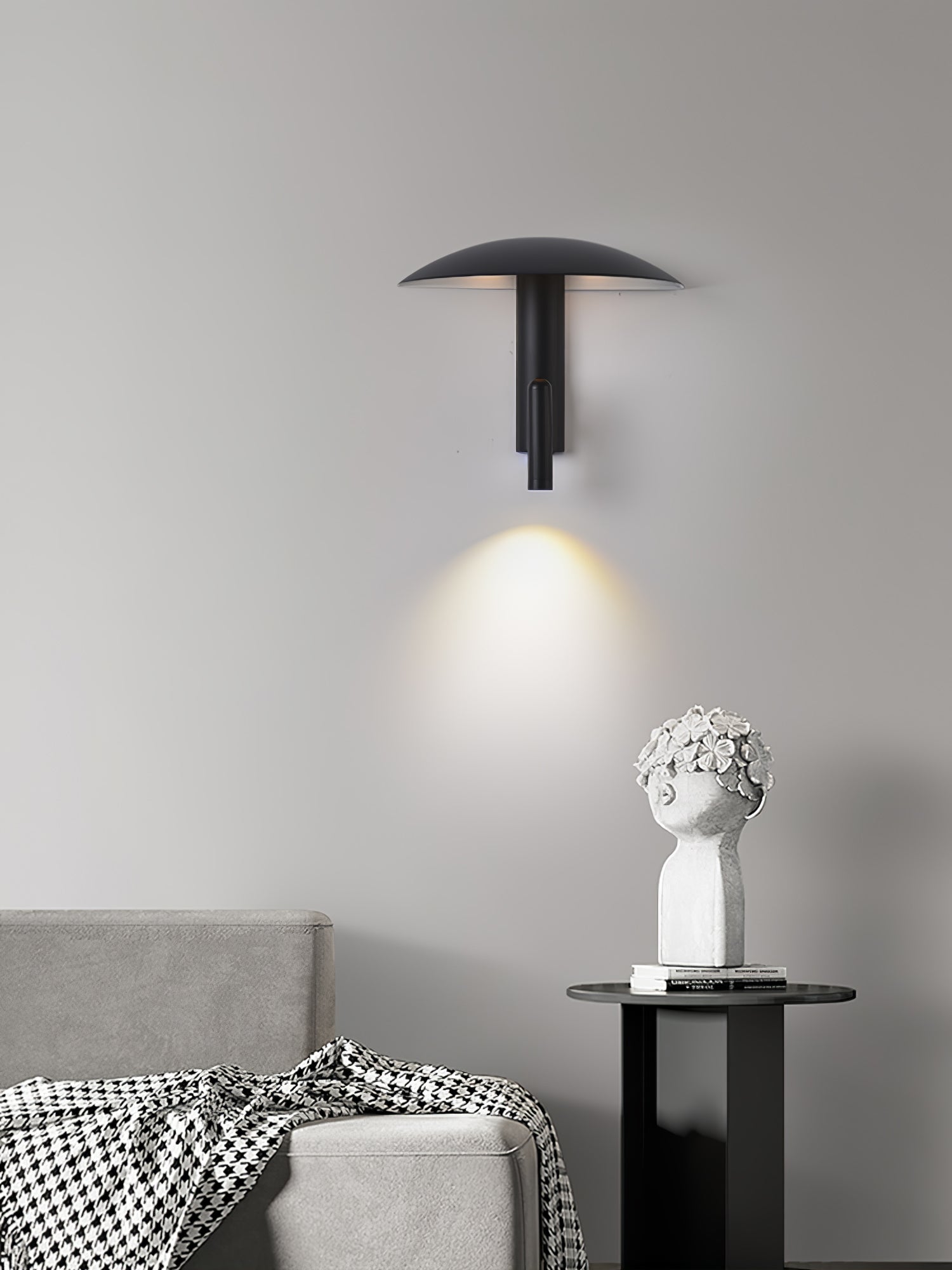 Hat Brim Pivot Arm Wall Light - W 30cm x H 27cm Metal, Plug-In Wall Sconce, detail 6