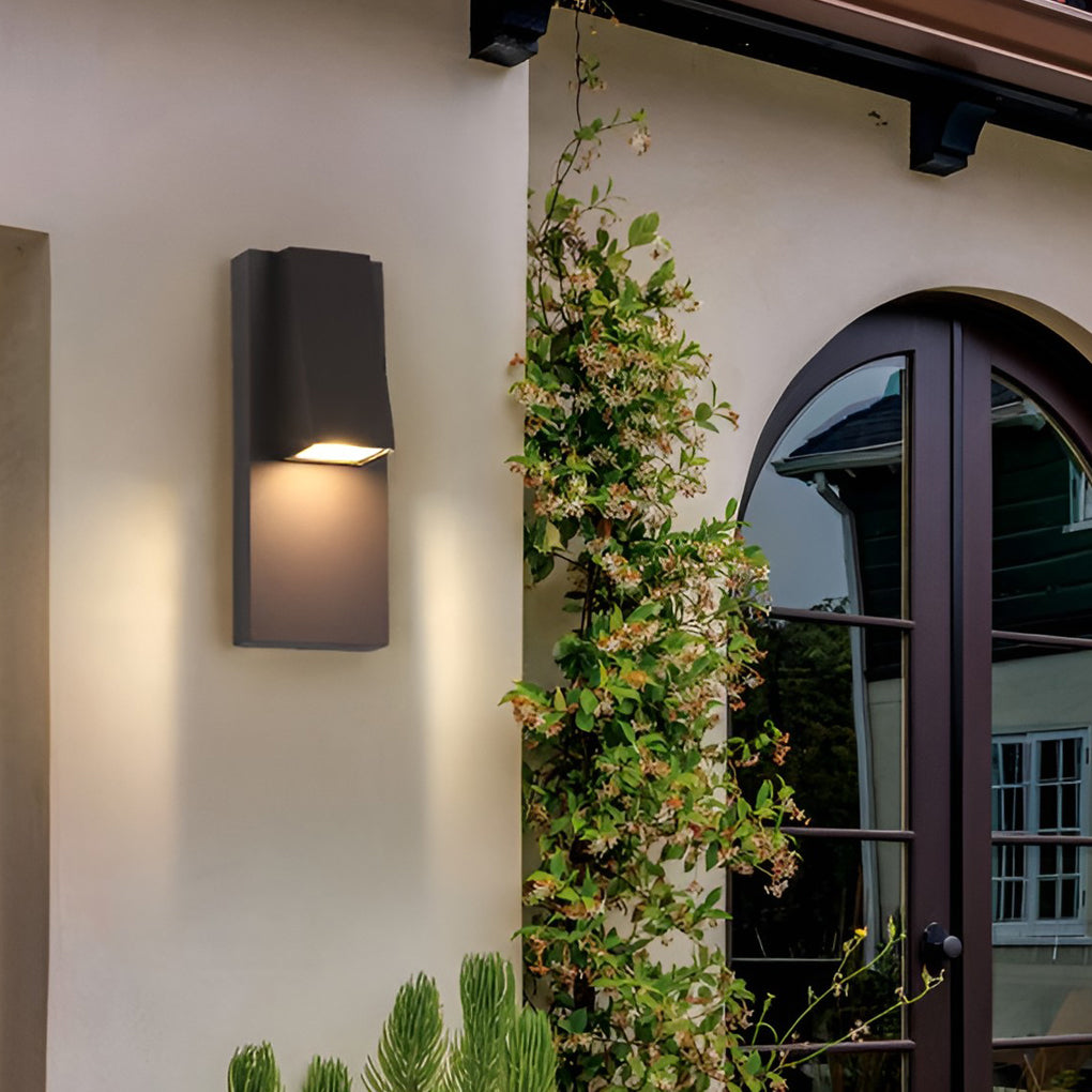 Rectangle Waterproof LED Black Contemporary Exterior Wall Light, Outdoor Wall Light, Aluminum, W 5in x H 13in