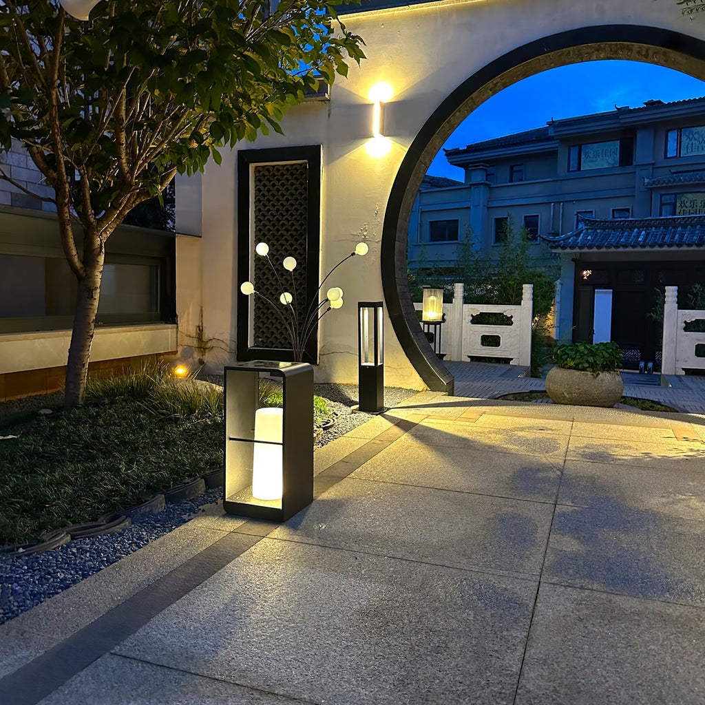 Lantern Garden Solar Exterior Light - Dia 20 cm x H 45cm Stainless Steel, Outdoor Wall Light, detail 45
