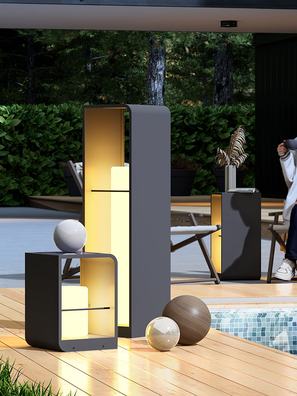 Lantern Garden Solar Exterior Light - Dia 20 cm x H 45cm Stainless Steel, Outdoor Wall Light, detail 20