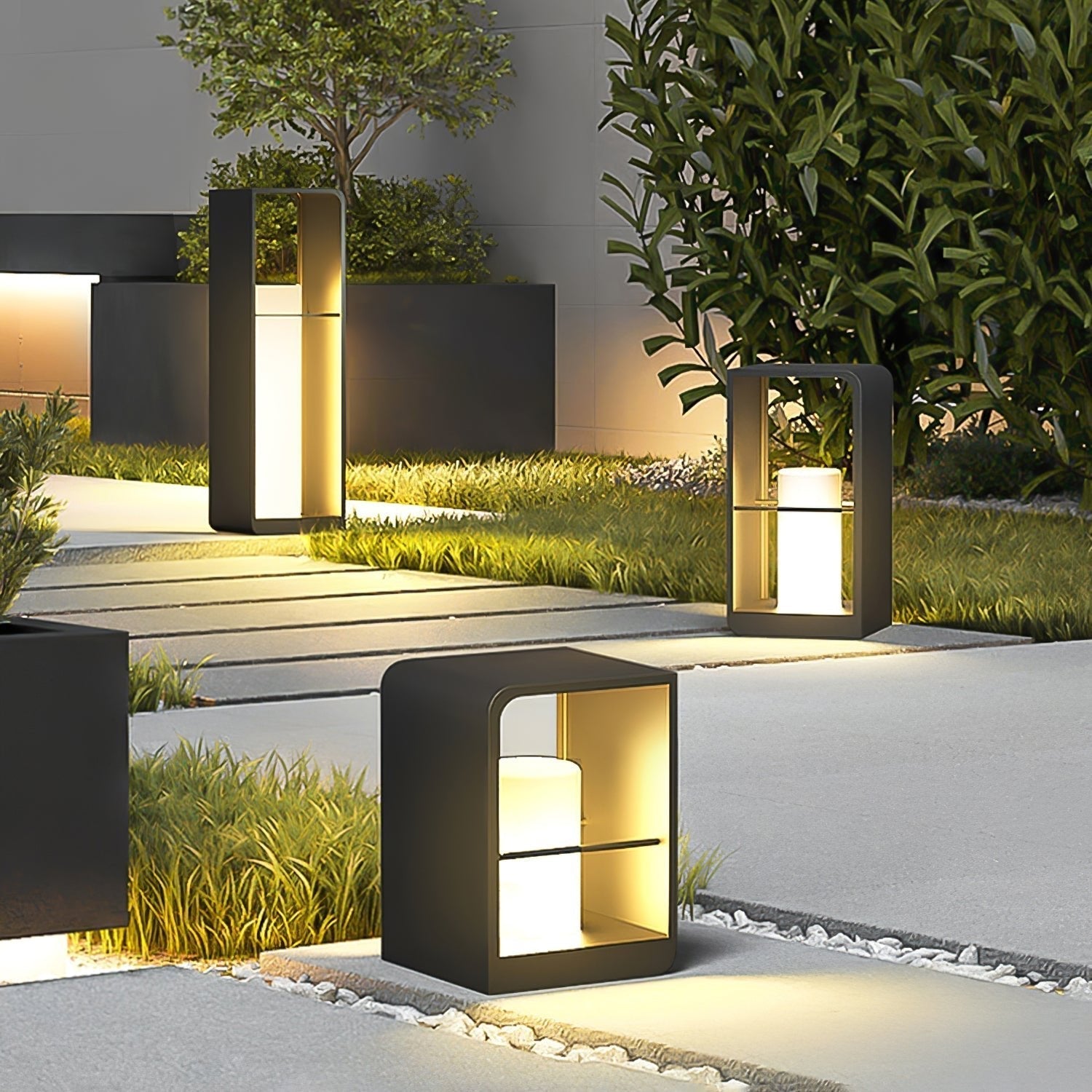 Lantern Garden Solar Exterior Light - Dia 20 cm x H 45cm Stainless Steel, Outdoor Wall Light, detail 7