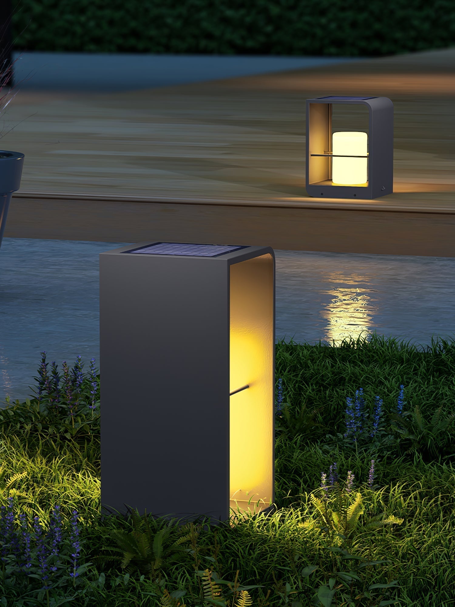 Lantern Garden Solar Exterior Light - Dia 20 cm x H 45cm Stainless Steel, Outdoor Wall Light, detail 46