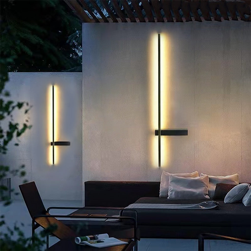 Interlaced Line Strips Waterproof Led Black Contemporary Exterior Wall Fixtures, Outdoor Wall Light, 24"