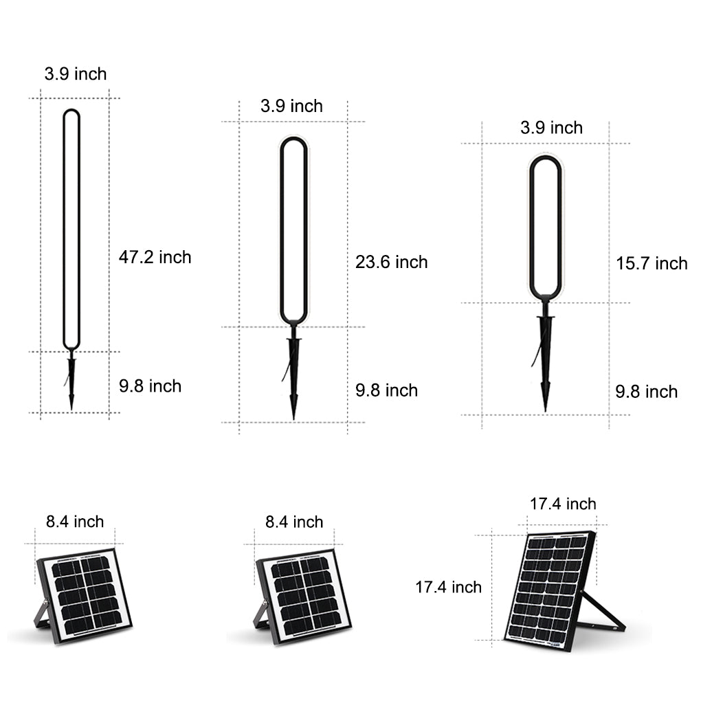 Clean-Lined Long Oval Ring Led Waterproof Black Contemporary Solar Lights Exterior, Outdoor Wall Light, detail 8