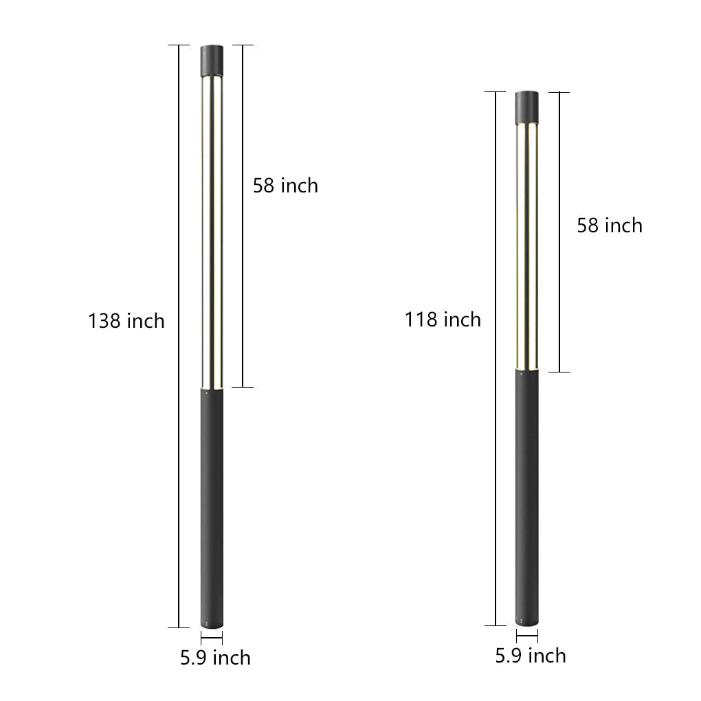 Cylinder Shaped LED Black Contemporary Exterior Post Lights Pole Lamp Path Lights, Night Light, detail 8