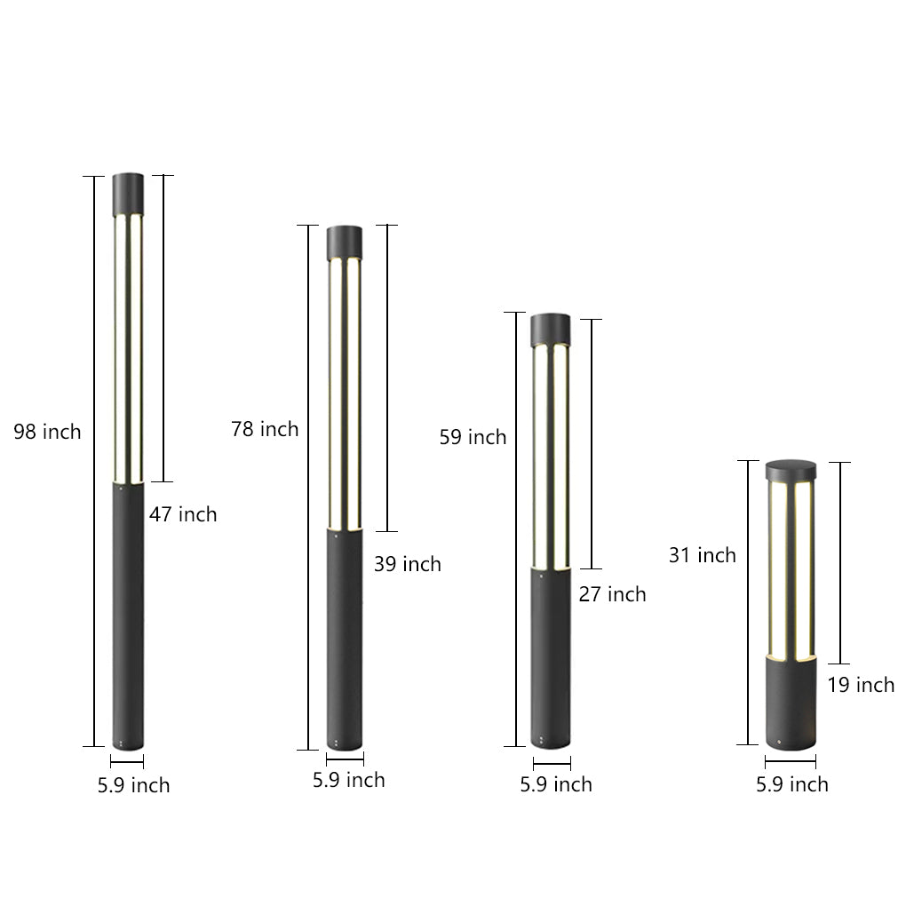 Cylinder Shaped LED Black Contemporary Exterior Post Lights Pole Lamp Path Lights, Night Light, detail 7