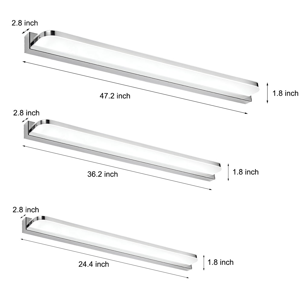 LED Bathroom Vanity Fixture with Wall-Mounted Panel and Polished Iron Trim, Bathroom Vanity Light, detail 8