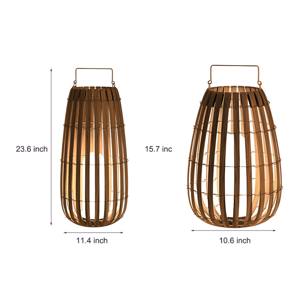 Rattan Portable Lantern Shaped LED Waterproof Solar Exterior Lights - 16" Plastic, Outdoor Wall Light, detail 7