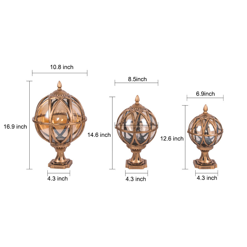 Circular Glass E27 Waterproof European Style Exterior Post Caps Lights, Outdoor Wall Light, detail 6