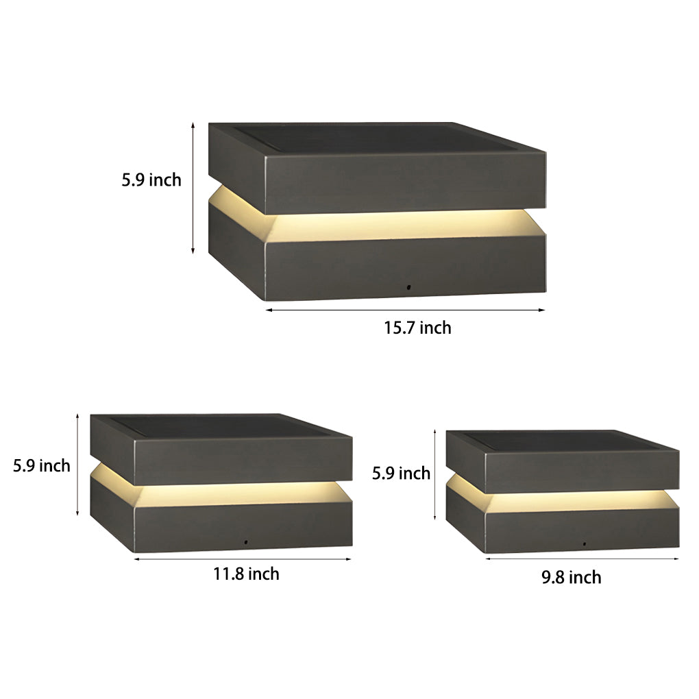 Square LED 16w Waterproof Black Contemporary Solar Post Caps Lights Pillar Light, Outdoor Wall Light, detail 8