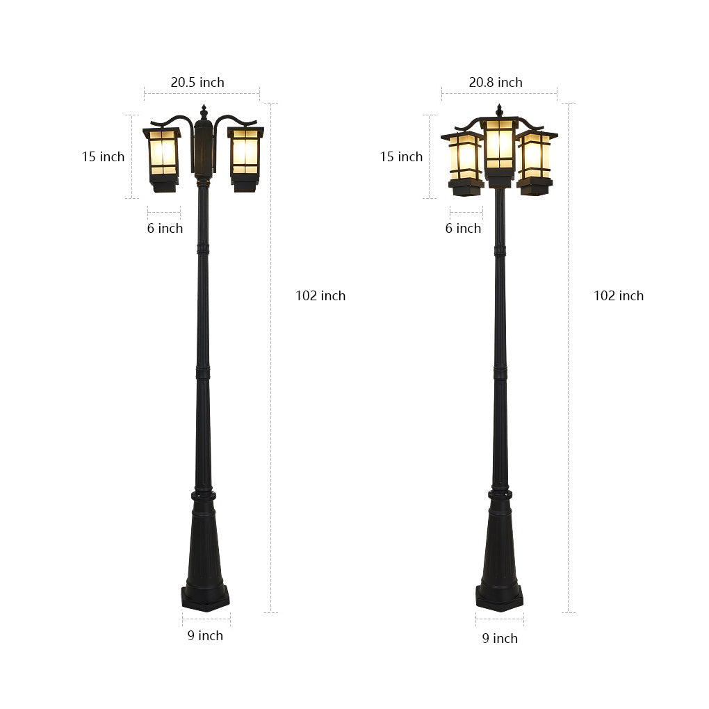 3 Lights Waterproof Black Contemporary Exterior Post Lights Public Lighting, Outdoor Wall Light, detail 7