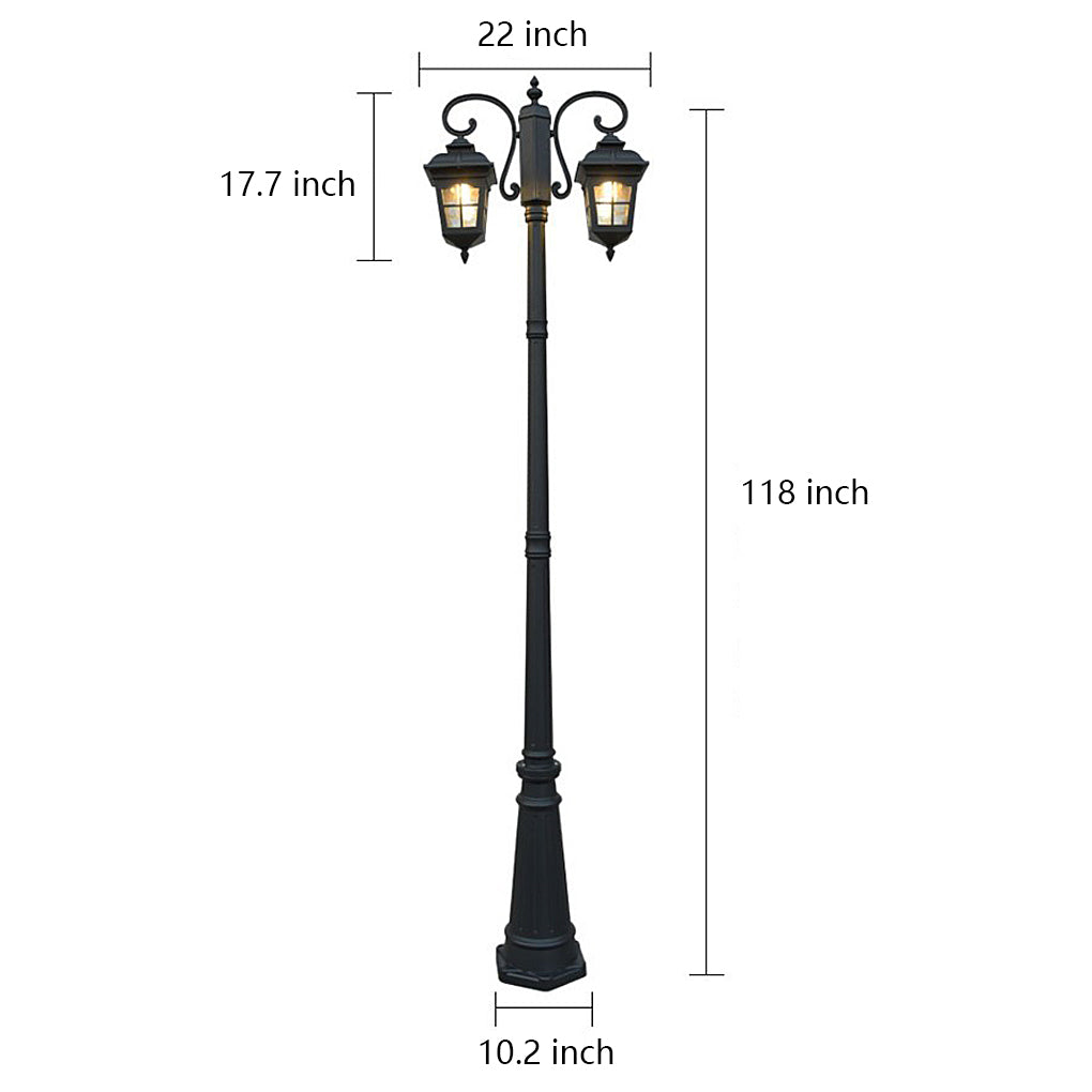 2 Lights Waterproof Black European Style Exterior Pole Lights Public Lighting, Outdoor Wall Light, detail 7
